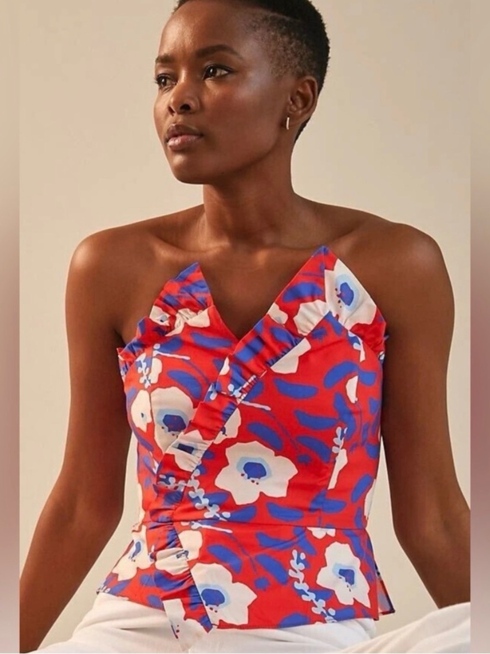 New Anthropologie Hutch Strapless Ruffle BustierTop Red Size 4